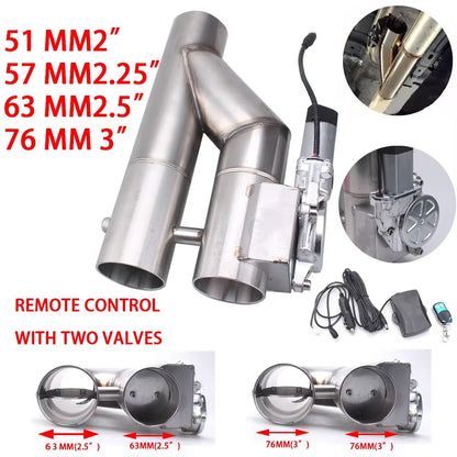 Universal Electric Exhaust Cut Out Valve Muffler Kit Double Valve 2.25'' 2.5'' 3'' for Exhaust Pipes